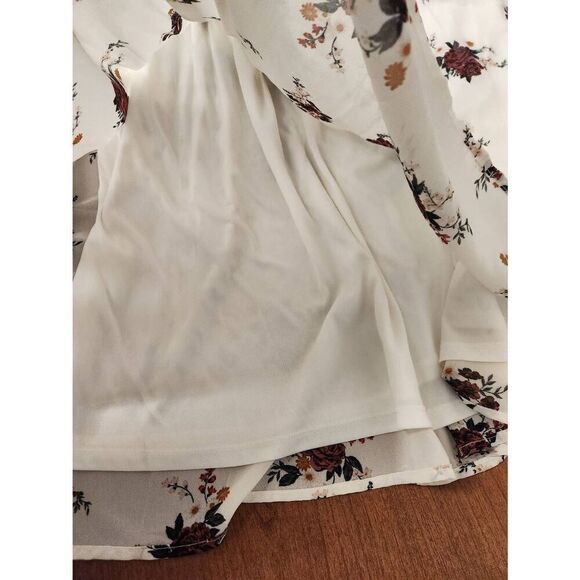 Torrid Size 1 Ivory Floral Smocked Chiffon Dress Plus 1X Summer Sun Dress - Picture 7 of 10